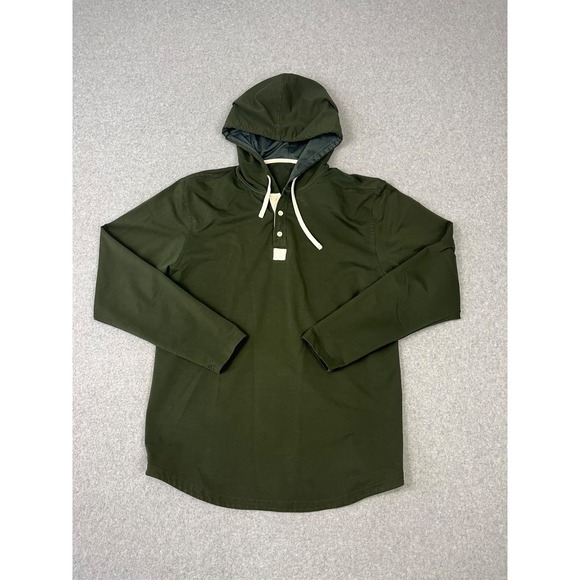 BYLT Basics Other - BYLT Drop Cut Lux Henley Shirt Men M Green Hooded Drawstring Stretch Performance